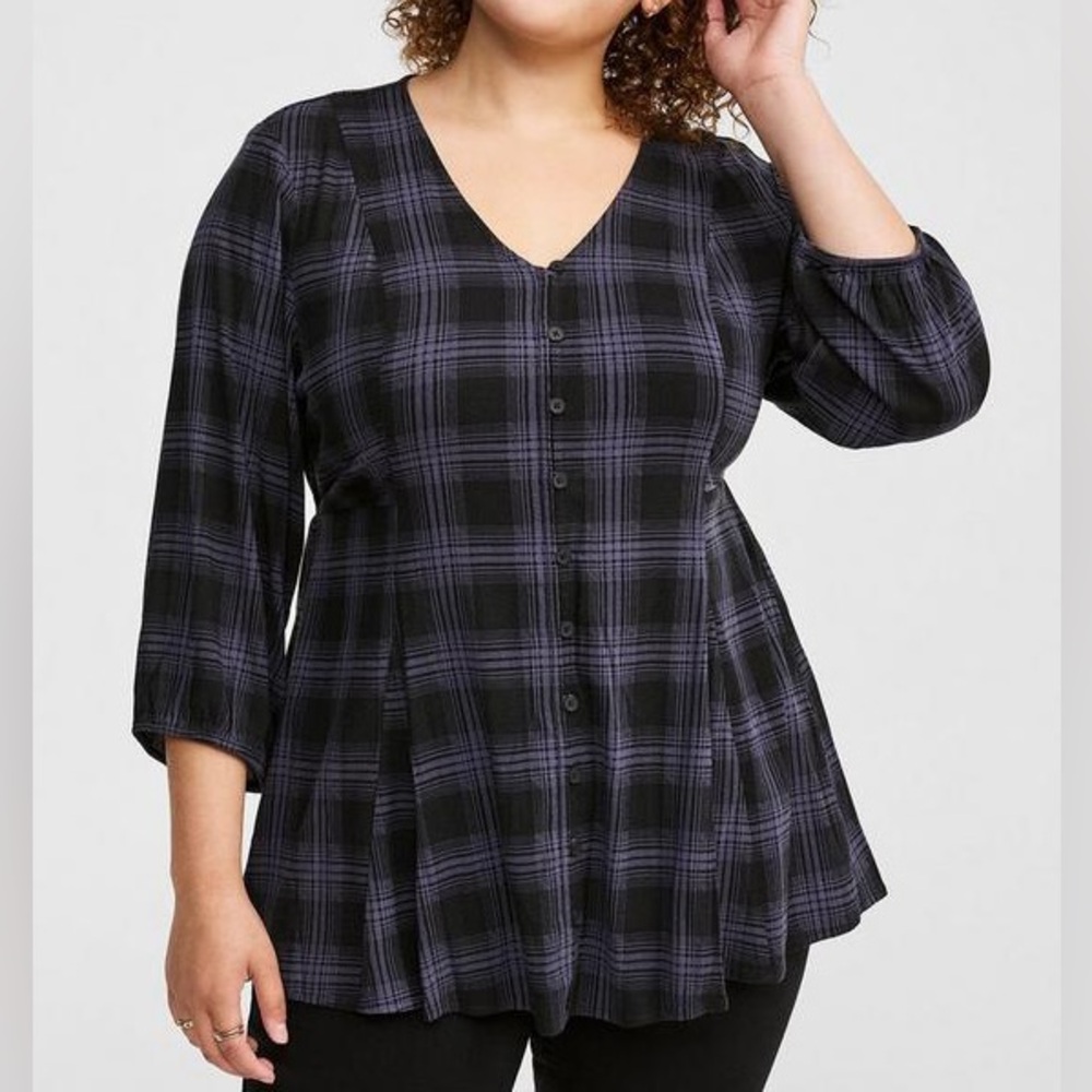Torrid Plaid V-Neck Top